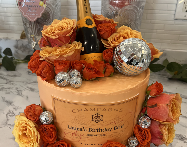Golden Hour — Champagne & Disco Celebration Cake