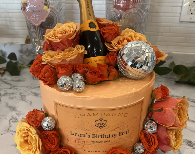 Golden Hour — Champagne & Disco Celebration Cake